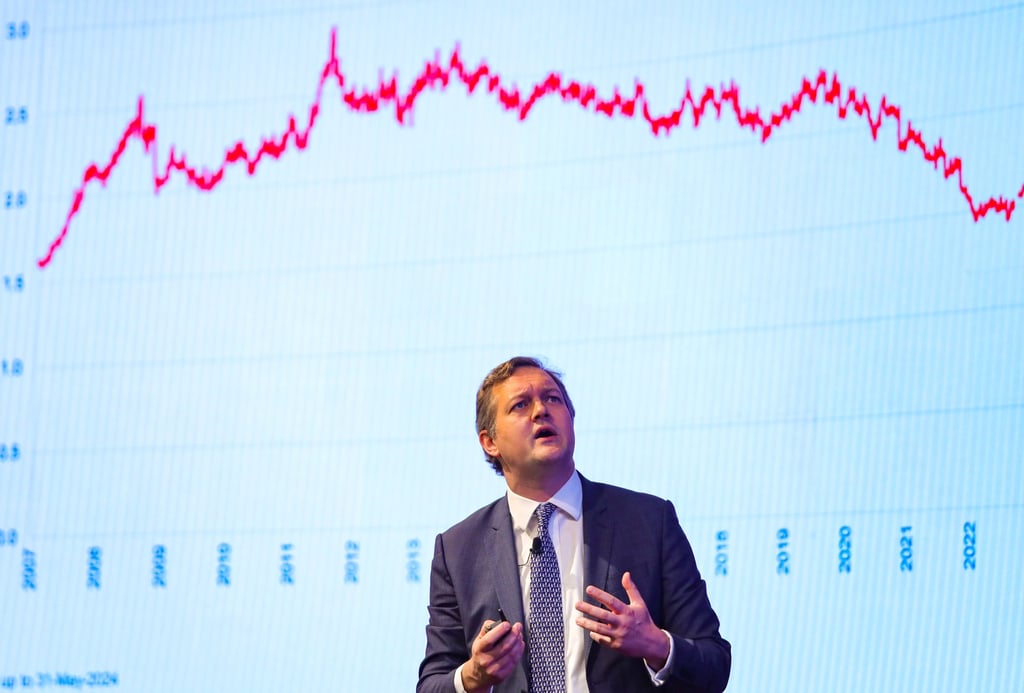 Matthew Chamberlain, CEO of the London Metal Exchange, speaks at at LME Asia Metals Seminar in Hong Kong. Photo: Xiaomei Chen