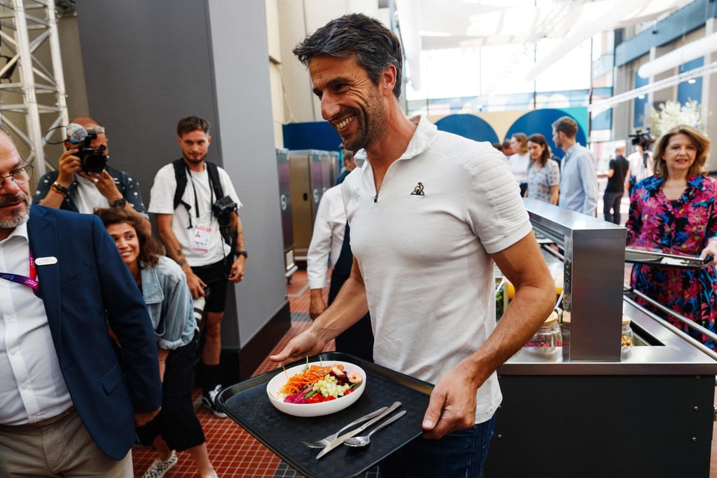 Chief Paris Olympics 2024 organiser Tony Estanguet at the Olympic Village restaurant this week. Photo: AFP Chief Paris Olympics 2024 organiser Tony Estanguet at the Olympic Village restaurant this week. Photo: AFP