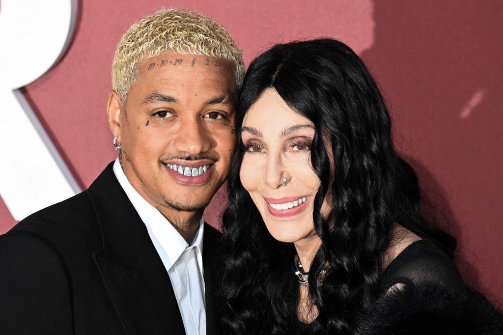 Cher (right) and her boyfriend Alexander Edwards in southern France on the sidelines of the 77th Cannes Film Festival, in May. Photo: AFP