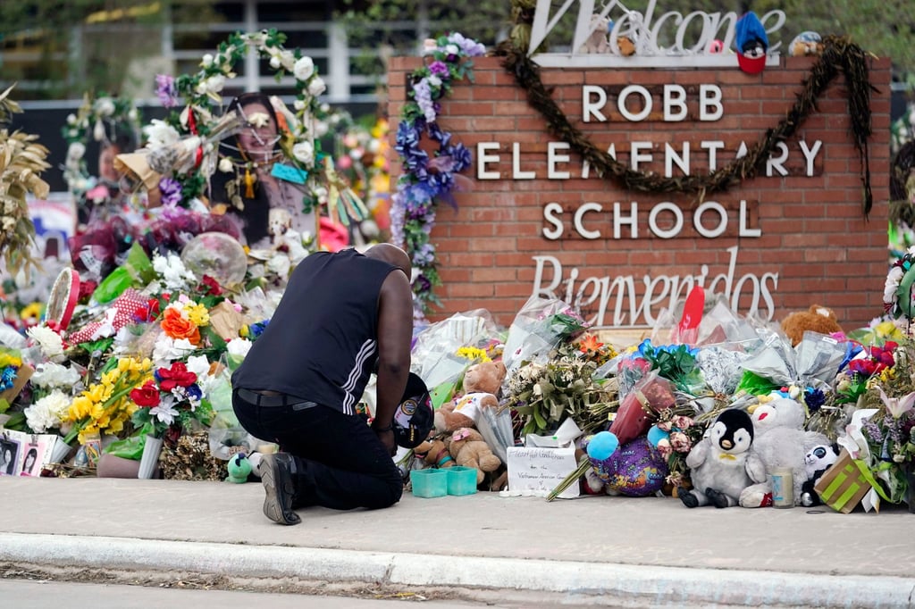 A memorial at Robb Elementary School in 2022. File photo: AP A memorial at Robb Elementary School in 2022. File photo: AP