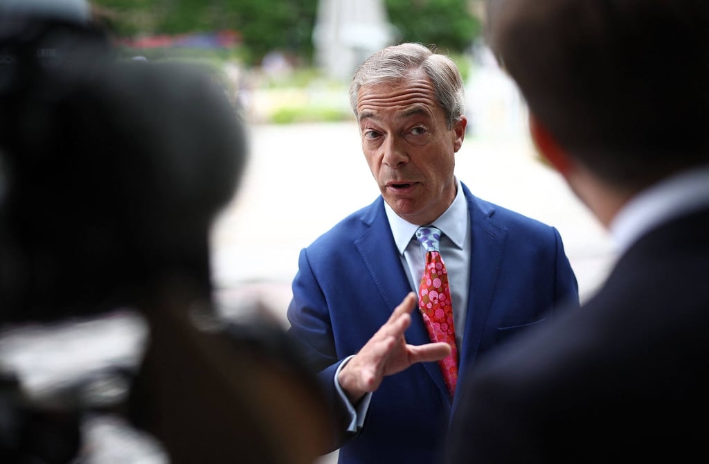 Reform UK leader Nigel Farage reacts during an interview in London on Friday. Photo: AFP Reform UK leader Nigel Farage reacts during an interview in London on Friday. Photo: AFP