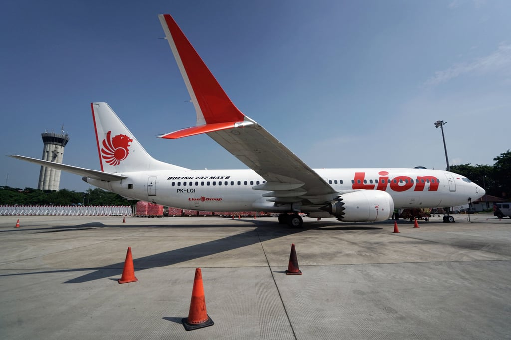 A Lion Air Boeing 737 Max 8 aircraft of the type that crashed into the Java Sea off Jakarta in 2018 killing all 189 people on board. Photo: Bloomberg A Lion Air Boeing 737 Max 8 aircraft of the type that crashed into the Java Sea off Jakarta in 2018 killing all 189 people on board. Photo: Bloomberg