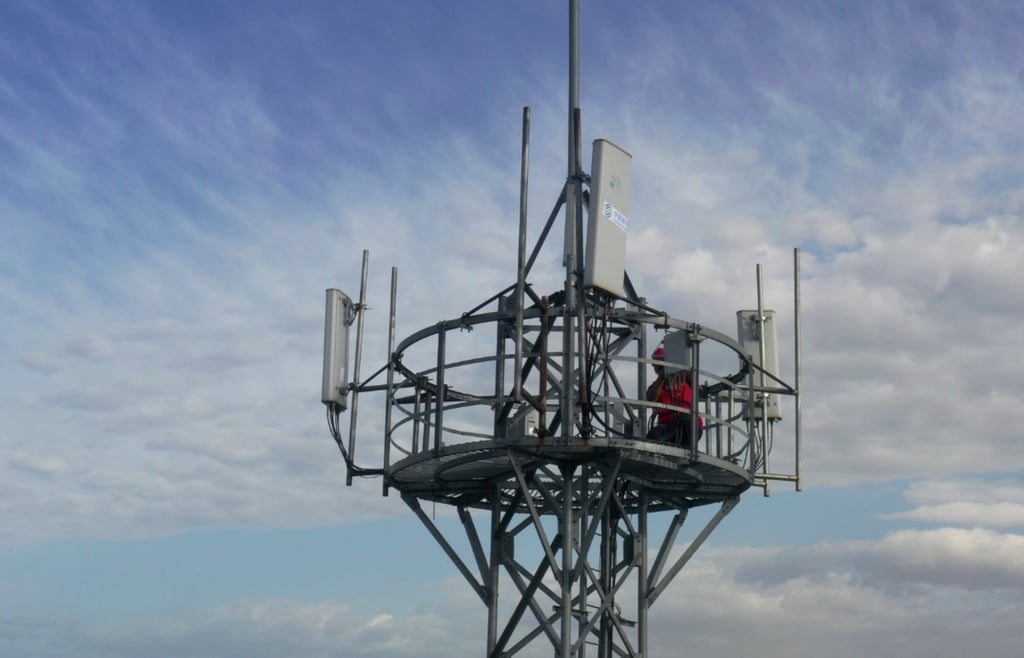 Equipment installed on a 5G base station in northwest China’s Xinjiang Uygur autonomous region. Photo: Xinhua