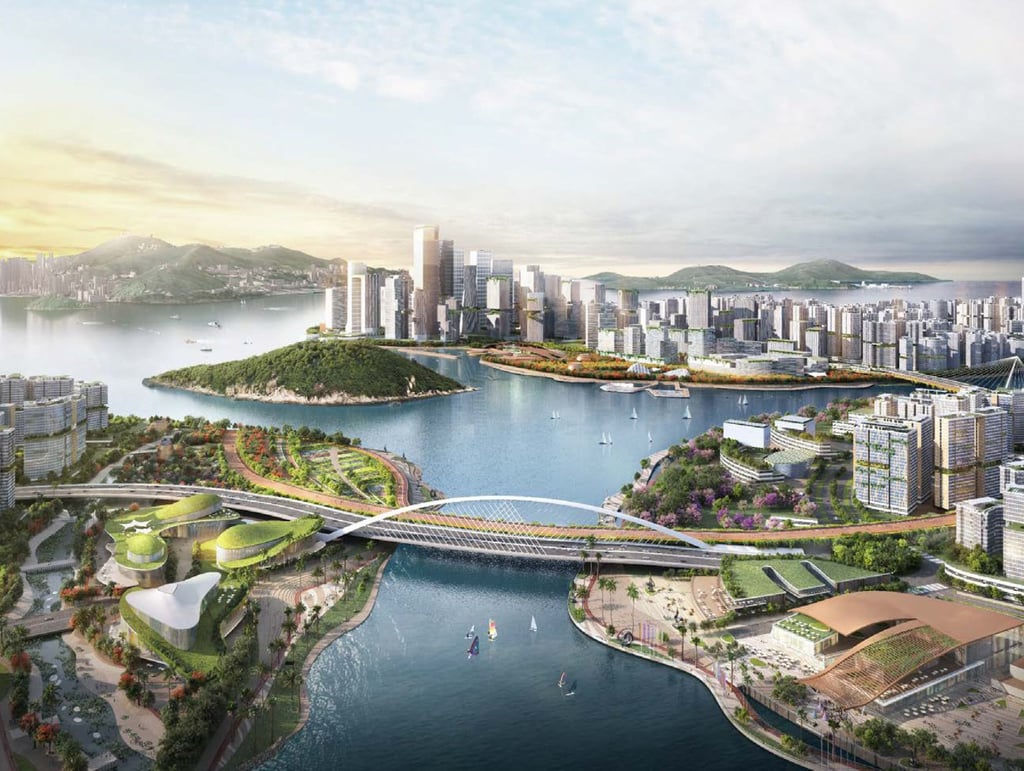 Illustration of the Kau Yi Chau artificial islands, one of two sites identified by authorities as feasible locations for “low-altitude economy” pilot projects. Photo: Legco