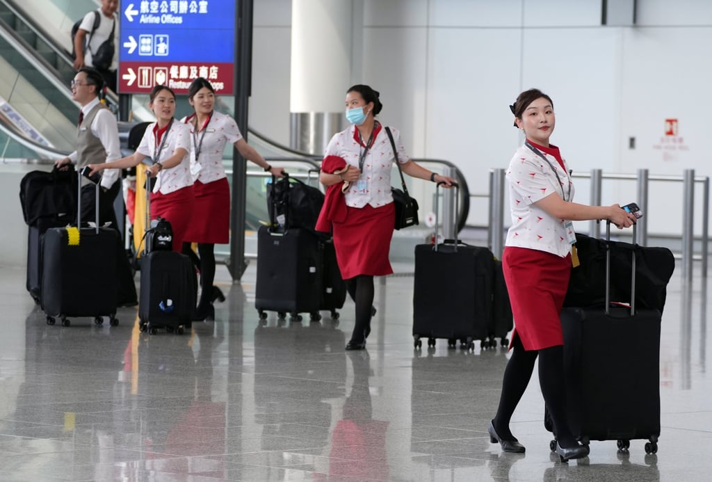 Cathay Pacific cabin crews are seen at Hong Kong International Airport. Photo: Eugene Lee Cathay Pacific cabin crews are seen at Hong Kong International Airport. Photo: Eugene Lee