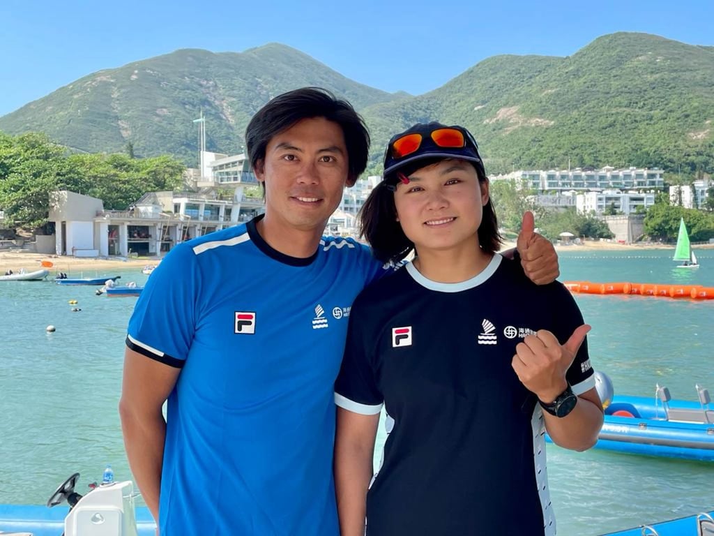 Coach Chan King-yin (left) has set Ma Kwan-ching the target of a top-eight finish. Photo: Mike Chan Coach Chan King-yin (left) has set Ma Kwan-ching the target of a top-eight finish. Photo: Mike Chan