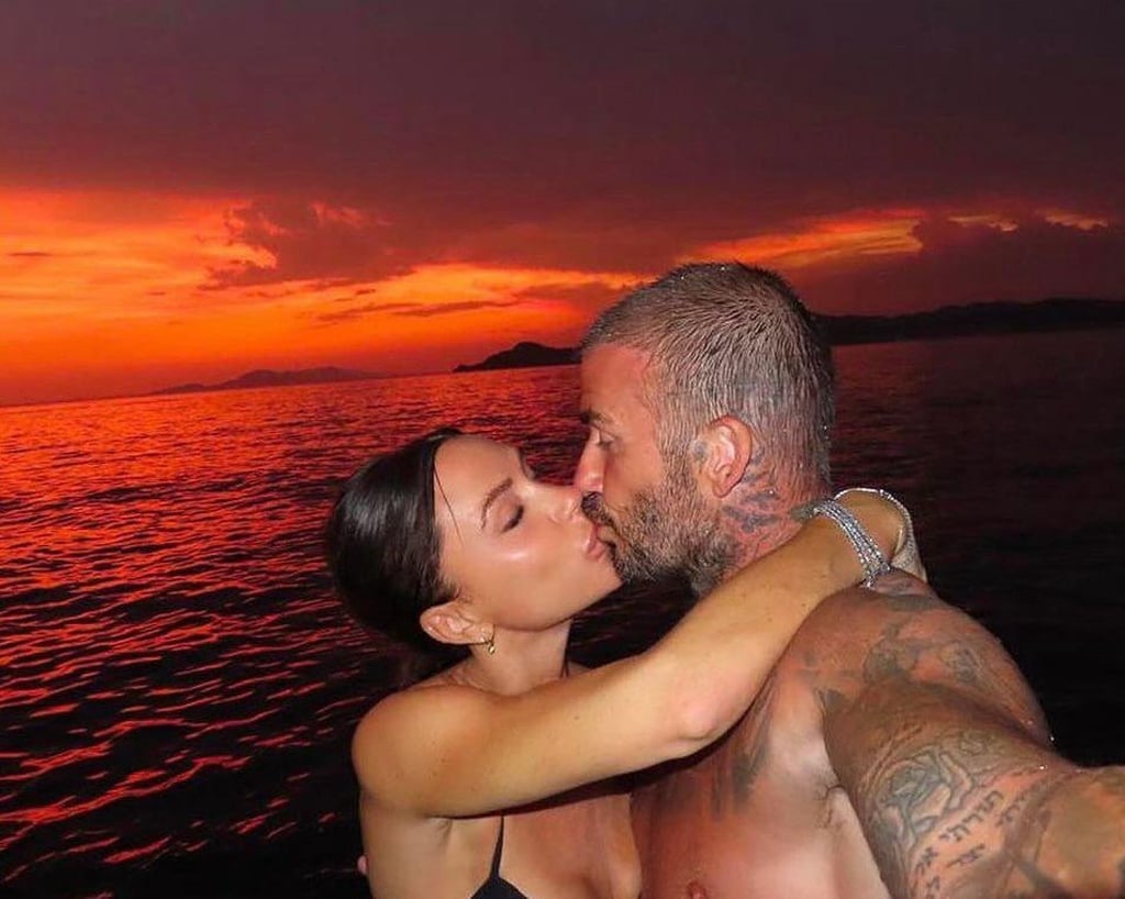 David and Victoria Beckham share a sunset kiss in this Valentine’s Day photo shared on Instagram. Photo: @davidbeckham/Instagram