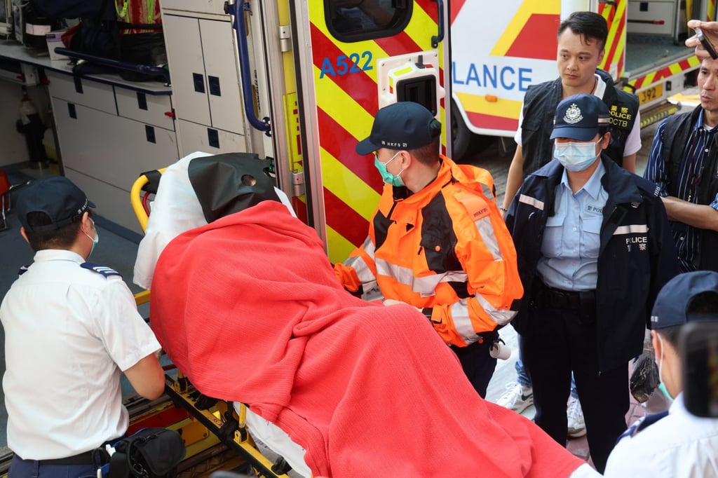 One of the suspects is taken to hospital on Thursday afternoon. Photo: Jelly Tse One of the suspects is taken to hospital on Thursday afternoon. Photo: Jelly Tse