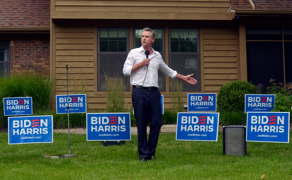 California Governor Gavin Newsom in South Haven, Michigan. Photo: The Herald-Palladium via AP