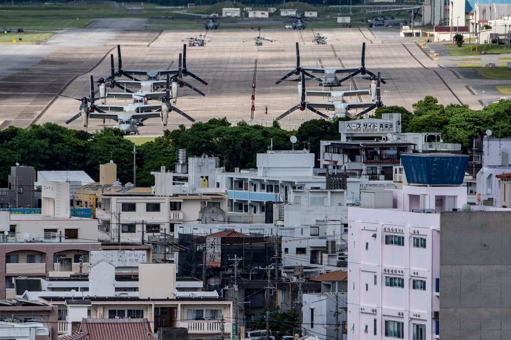 US Marine Corps Air Station Futenma seen from Kakazutakadai Park in Ginowan, Okinawa prefecture. Photo: AFP