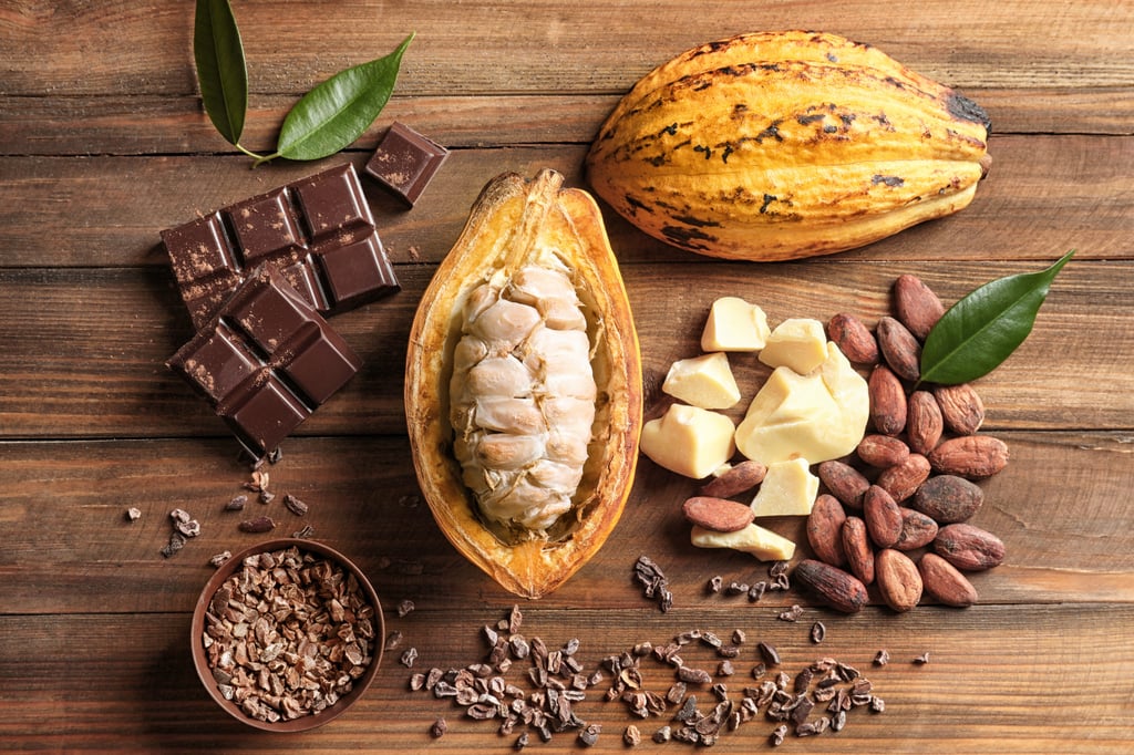 Cacao pods contain beans that are processed into nibs and cacao or cocoa fat, used to make chocolate. Photo: Shutterstock Cacao pods contain beans that are processed into nibs and cacao or cocoa fat, used to make chocolate. Photo: Shutterstock