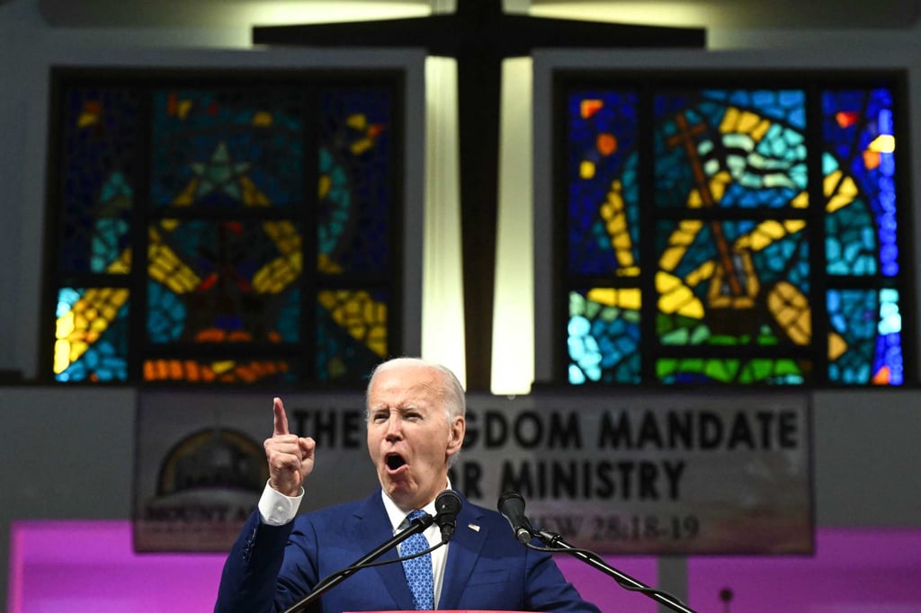US President Joe Biden during a church service in Philadelphia, Pennsylvania, on Sunday. Photo: AFP US President Joe Biden during a church service in Philadelphia, Pennsylvania, on Sunday. Photo: AFP