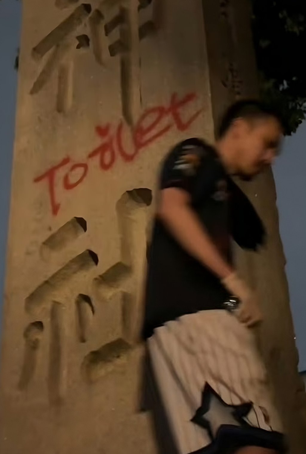 A still from a video that circulated on Chinese social media shows an unidentified man next to the word “toilet” in graffiti on Japan’s Yasukuni Shrine in Tokyo. Photo: X/Ek_aike A still from a video that circulated on Chinese social media shows an unidentified man next to the word “toilet” in graffiti on Japan’s Yasukuni Shrine in Tokyo. Photo: X/Ek_aike