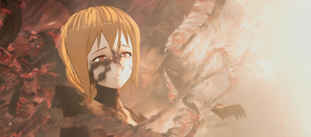 A still from the AI-generated feature-length Japanese animation Who Said Death is Beautiful?