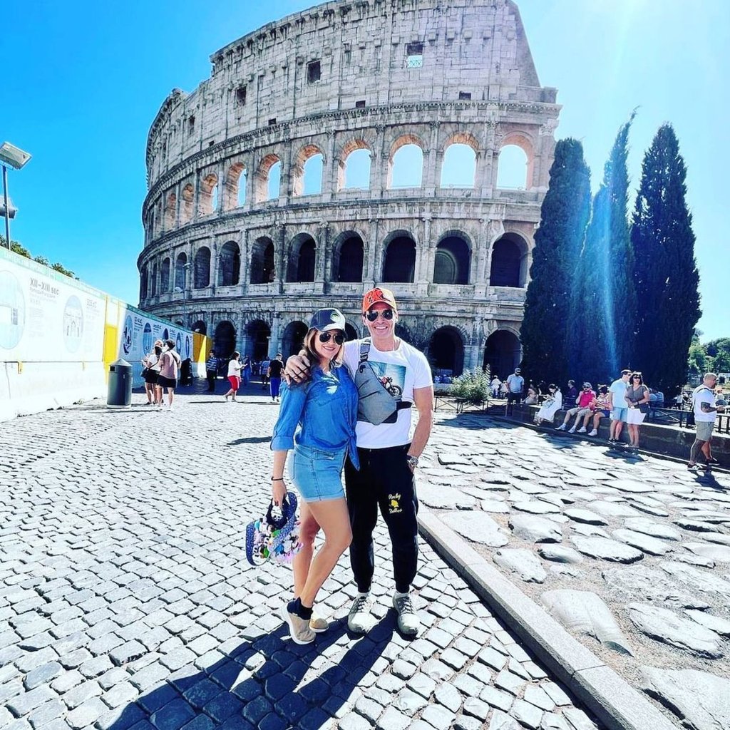 Antonio Sabàto Jr is pictured alongside partner Katia Fernandez in front of the Coliseum, in October 2023. Photo: @antoniosabatojr/Instagram Antonio Sabàto Jr is pictured alongside partner Katia Fernandez in front of the Coliseum, in October 2023. Photo: @antoniosabatojr/Instagram