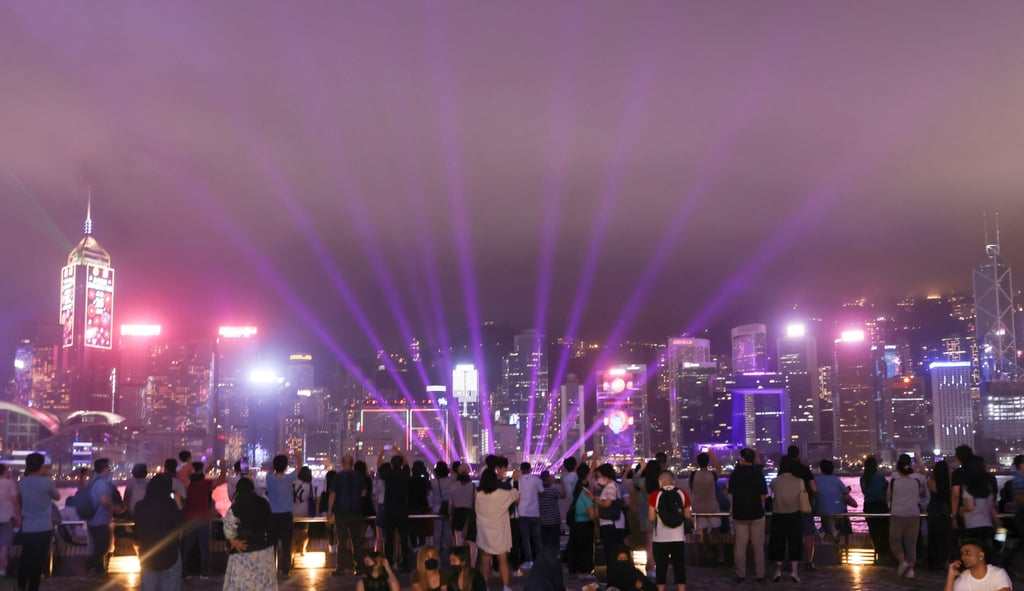 There will be a National Day-themed edition of “A Symphony of Lights” at Victoria Harbour throughout October. Photo: Dickson Lee There will be a National Day-themed edition of “A Symphony of Lights” at Victoria Harbour throughout October. Photo: Dickson Lee
