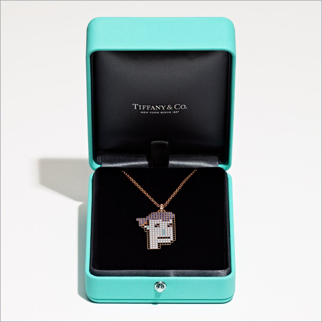 Tiffany & Co. NFTiff pendant featuring one of the 10,000 CryptoPunk characters. Photo: @TiffanyAndCo/X