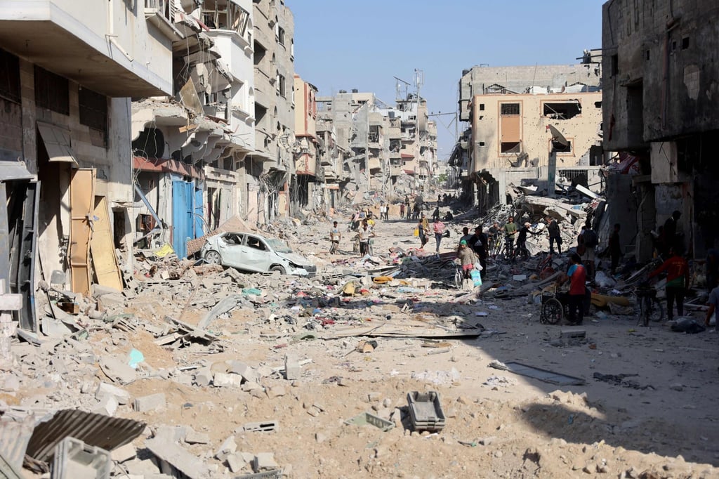 Destroyed buildings and rubble after the Israeli military withdrew from a neighbourhood east of Gaza City. Photo: AFP