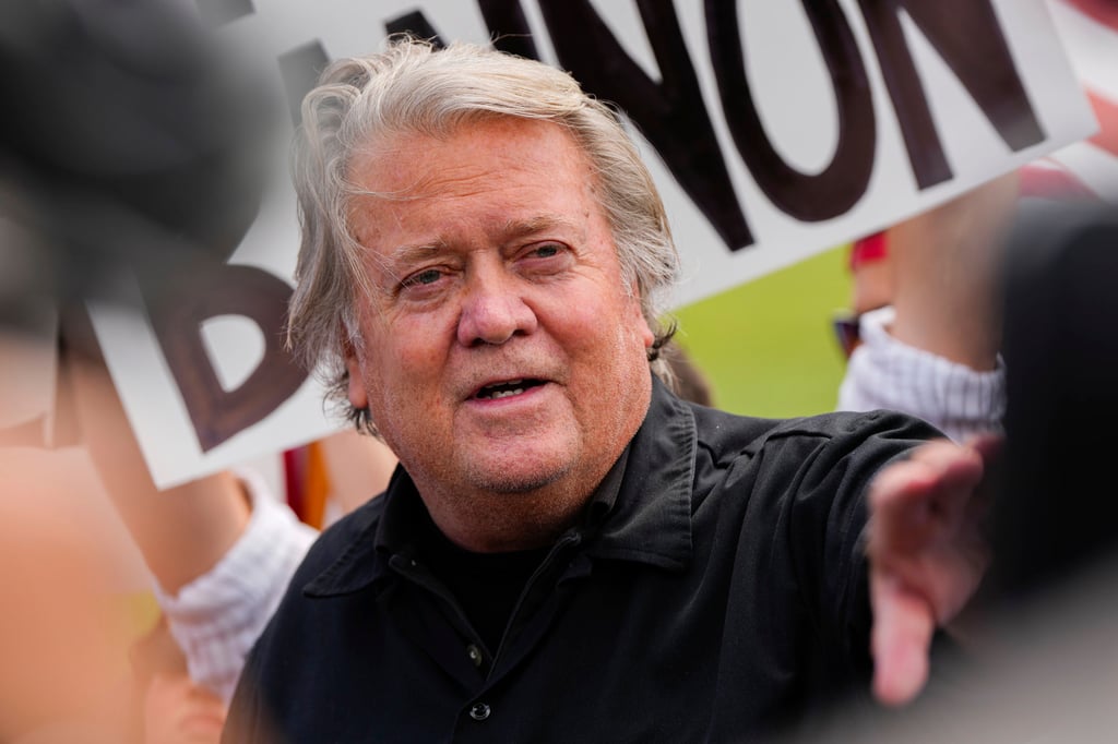 Steve Bannon was taken into custody after surrendering at Danbury Federal Correctional Institution to begin a four-month sentence for defying a subpoena in the congressional investigation. Photo: AP Steve Bannon was taken into custody after surrendering at Danbury Federal Correctional Institution to begin a four-month sentence for defying a subpoena in the congressional investigation. Photo: AP