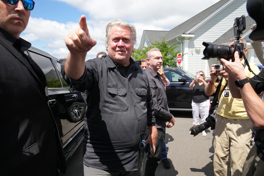 Steve Bannon reported to prison as ordered, but not without fanfare and a livestream. Photo: EPA-EFE Steve Bannon reported to prison as ordered, but not without fanfare and a livestream. Photo: EPA-EFE