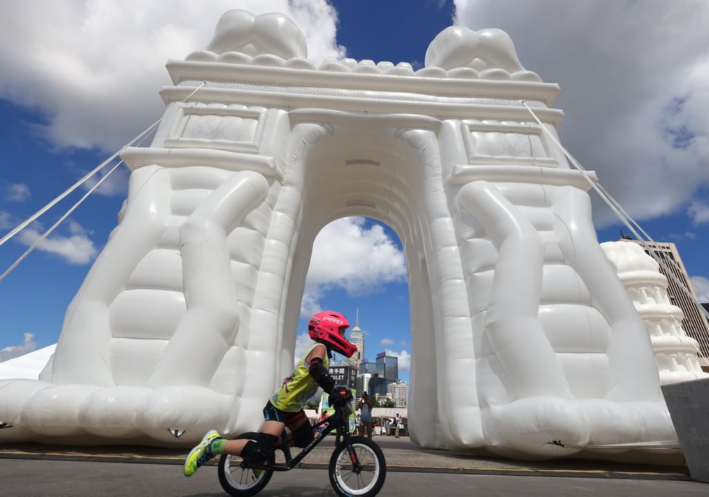 An inflatable Arc de Triomphe, on display during SummerFest@Central. Unlike the beloved giant rubber duck installation that returned to the harbour last year to cheers and excitement, “Inflatable Wonders” has been nothing short of a disaster. Photo: Dickson Lee