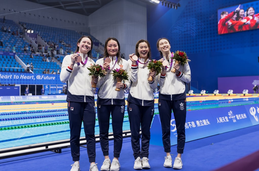 Natalie Kan (second from left) will race alongside Siobhan Haughey (left) in Paris. Photo: EPA Natalie Kan (second from left) will race alongside Siobhan Haughey (left) in Paris. Photo: EPA