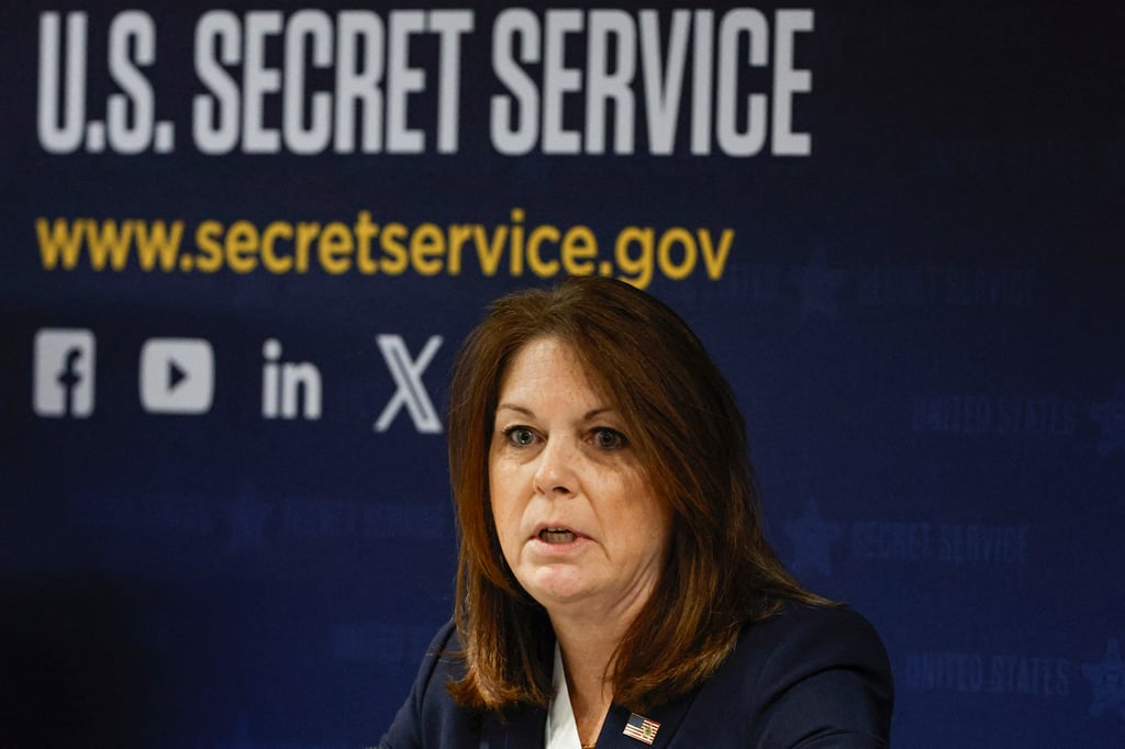 US Secret Service Director Kimberly Cheatle speaks during a press conference in Chicago, Illinois, in June. Photo: TNS