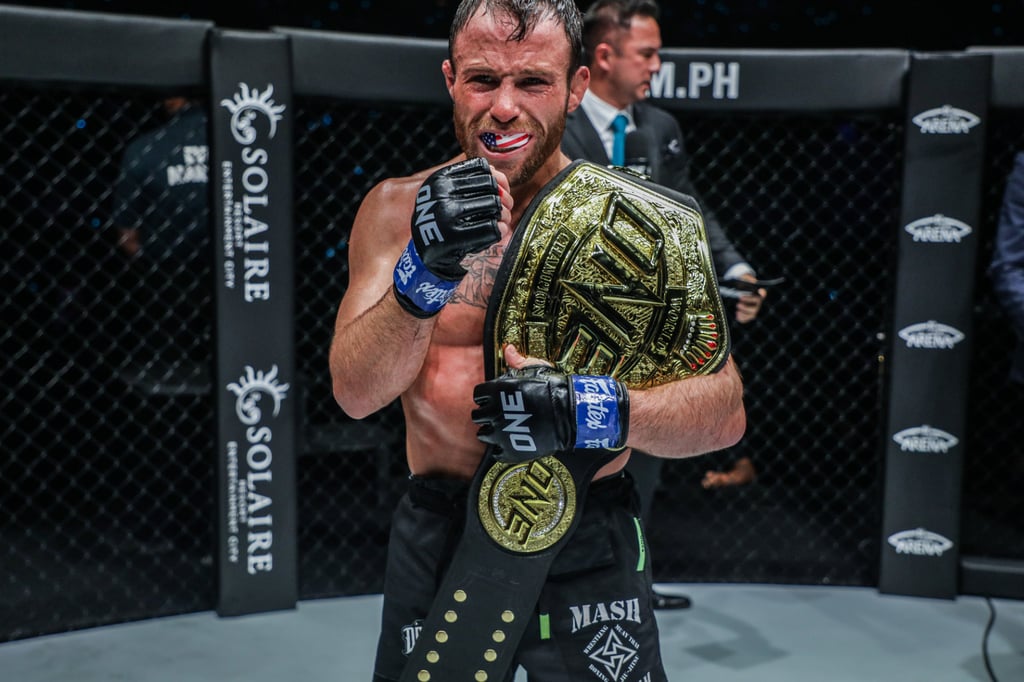 Jarred Brooks is looking to win back the strawwright belt on an interim basis against Gustavo Balart. Photo: ONE Championship