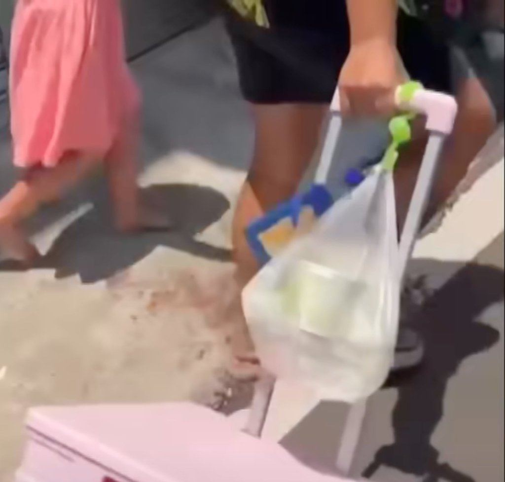 A passer-by captured the punishment on her phone. The little girl was reduced to tears. Photo: YouTube A passer-by captured the punishment on her phone. The little girl was reduced to tears. Photo: YouTube