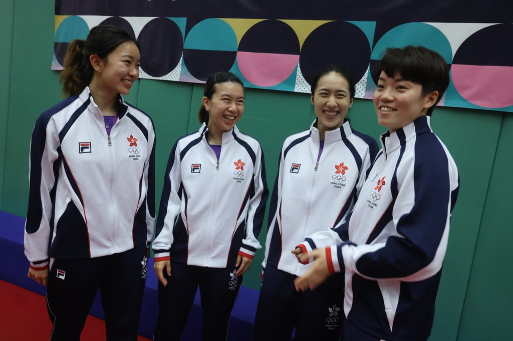 Hong Kong’s table tennis team (from left) Ng Wing-lam, Lee Ho-ching, Zhu Chengzhu, and Doo Hoi-kem. Photo: Jonathan Wong Hong Kong’s table tennis team (from left) Ng Wing-lam, Lee Ho-ching, Zhu Chengzhu, and Doo Hoi-kem. Photo: Jonathan Wong