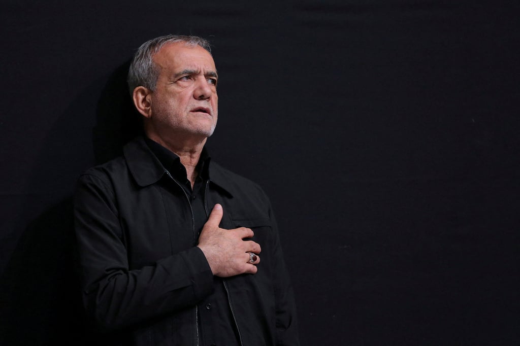 Iran’s President-elect Masoud Pezeshkian attends a mourning ceremony in Tehran on July 12. Photo: West Asia News Agency via Reuters