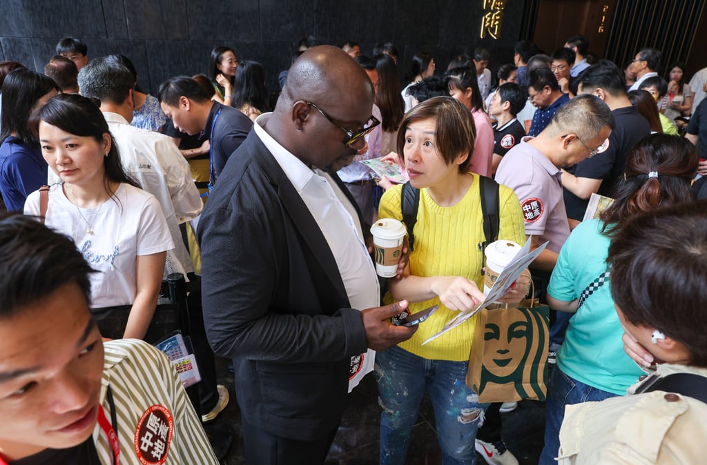 Potential buyers at the sales office of Pavilia Forest, developed by New World Development (NWD), at Kingston International Centre in Kowloon Bay. Photo: Edmond So