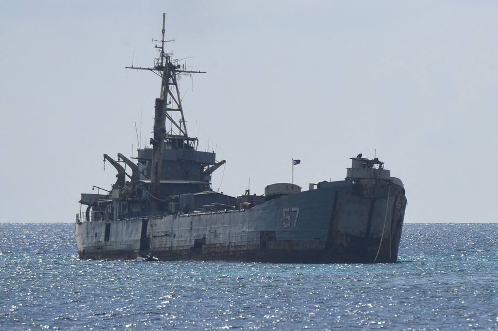 The grounded Philippine navy ship BRP Sierra Madre, where marines are stationed to assert Manila’s territorial claims at the Second Thomas Shoal in the South China Sea. Photo: AFP