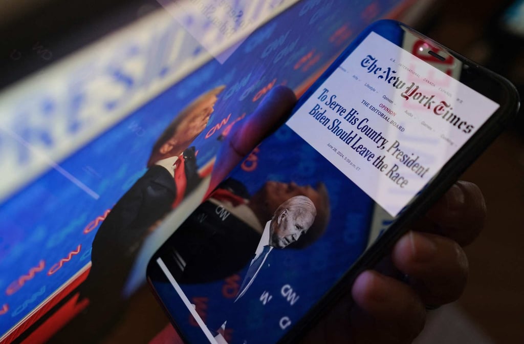 On June 28, an editorial in The New York Times called for Biden to leave the presidential race after faltering debate performance against Donald Trump. Photo: AFP