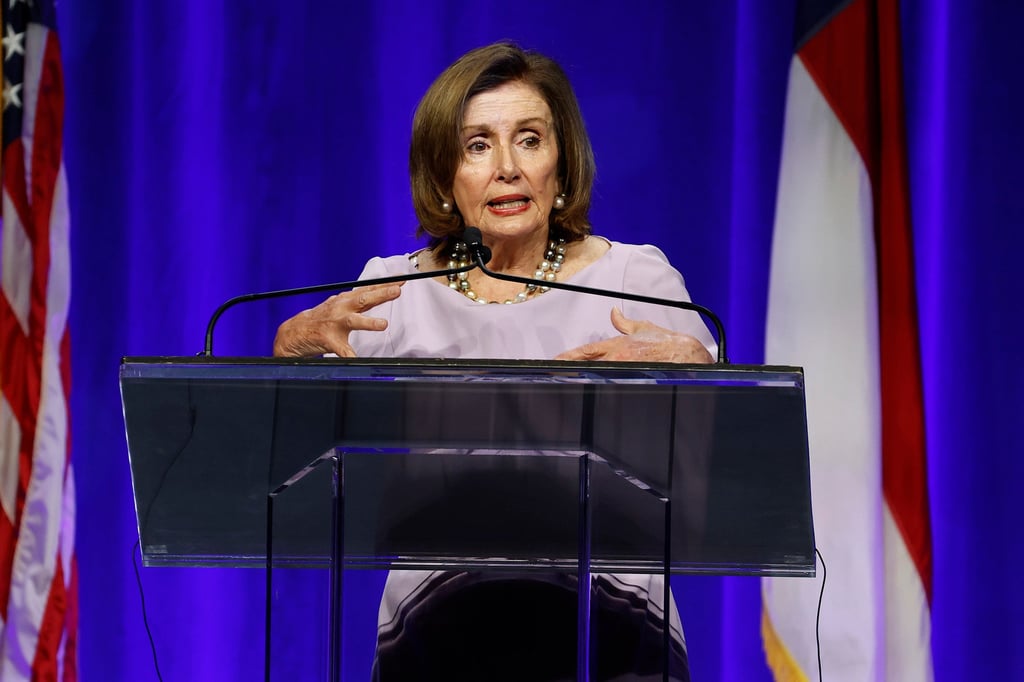 Former US House Speaker, Democrat Nancy Pelosi, speaks at a fundraiser in North Carolina earlier this month. Photo: AP