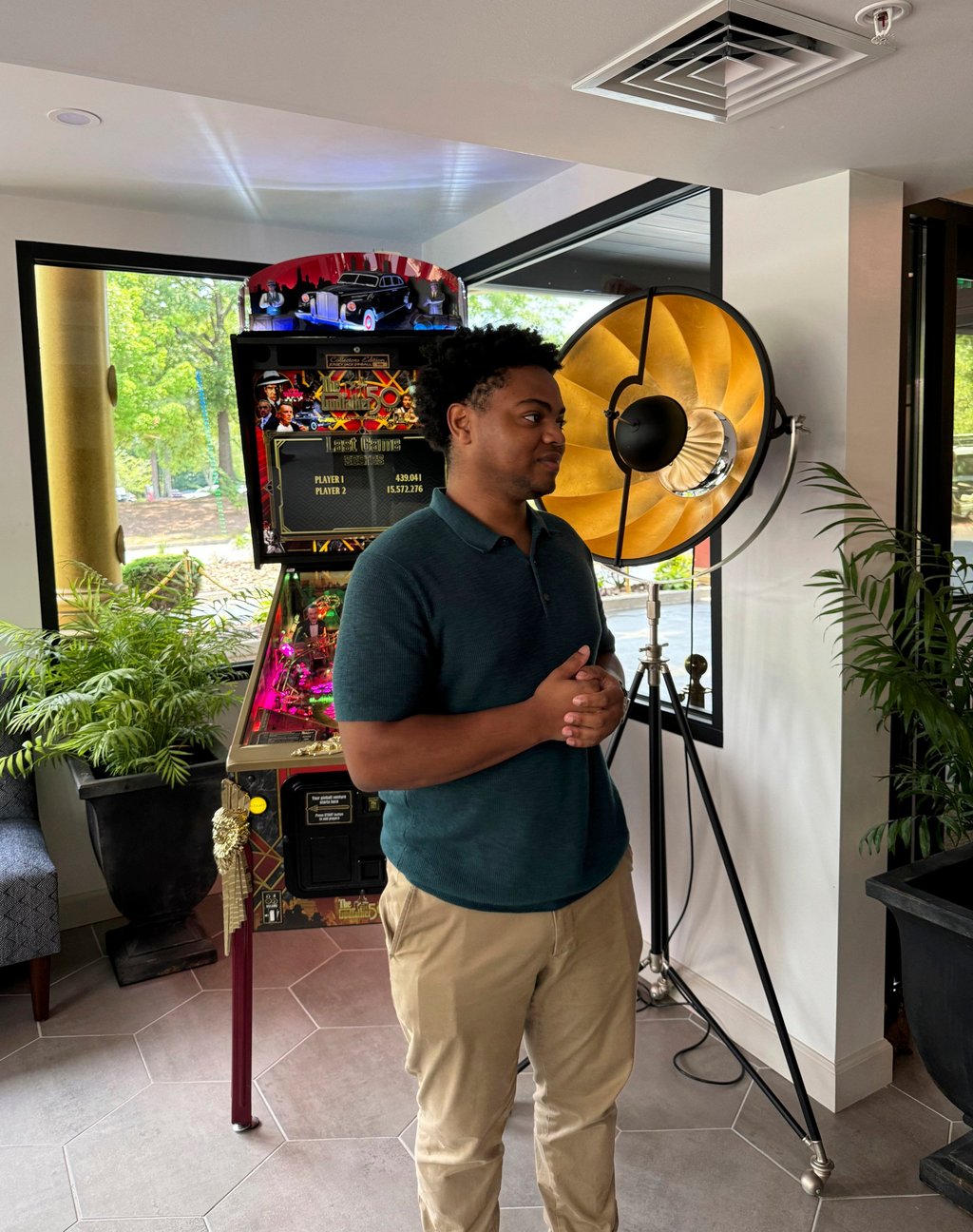 Jordan Holyfield, who worked on Megalopolis as an apprentice, in the lobby of the All-Movie Hotel, in Peachtree City, Georgia. Photo: AP