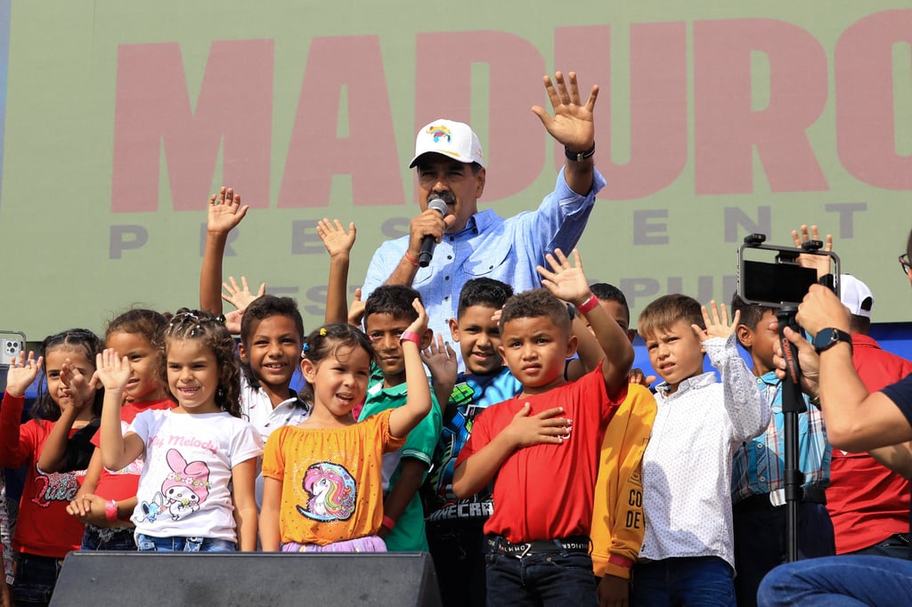 Venezuela’s President Nicolas Maduro during a campaign rally in San Fernando, Apure State, Venezuela on Sunday. Photo: Miraflores Palace / Handout via Reuters