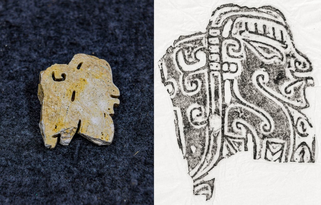 The relics include a side profile of a human figure carved on jade. No written records have been found to explain where the Sanxingdui site’s ancient inhabitants came from or the significance of the objects they left behind. Photo: Xinhua