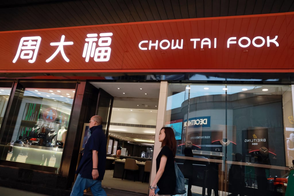 A Chow Tai Fook jewellery shop in Central seen on April 11, 2024. Photo: May Tse