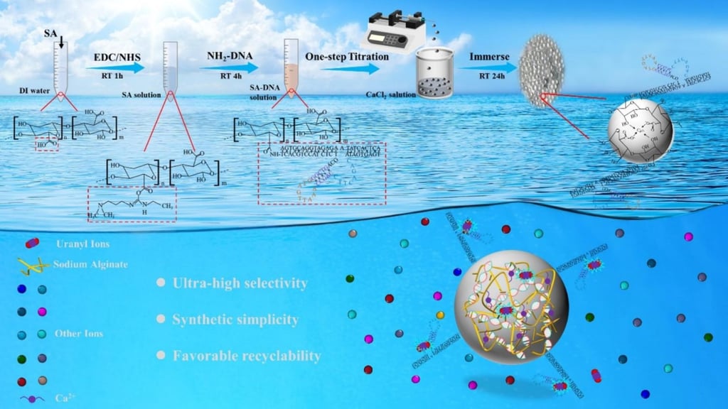 SA-DNA hydrogel microspheres for uranium extraction from seawater. Photo: Science Direct SA-DNA hydrogel microspheres for uranium extraction from seawater. Photo: Science Direct
