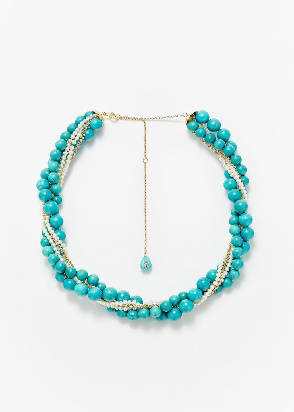 Yvonne Léon gold, turquoise, pearl and topaz necklace