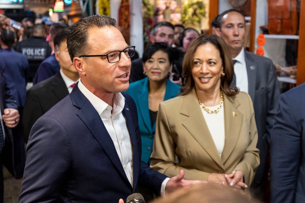 Pennsylvania Governor Josh Shapiro and US Vice-President Kamala Harris. Photo: TNS