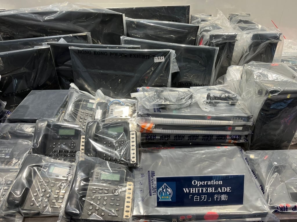 Hong Kong police arrested 40 people in a four-day crackdown on illegal debt collection gangs with the amount of proceeds associated with loan sharking exceeding HK$30 million. Photo: Handout