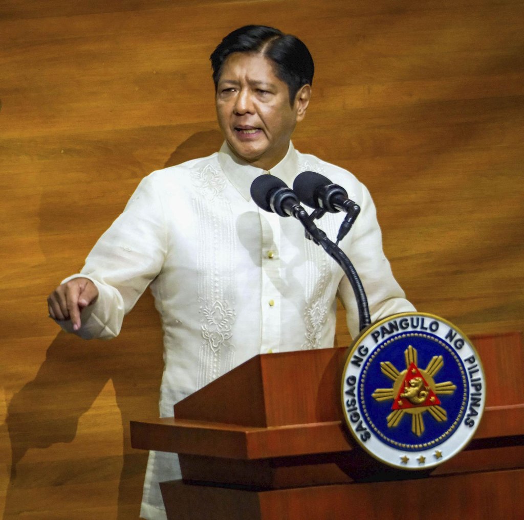 Philippine President Ferdinand Marcos Jnr during his State of the Nation address in Manila on July 22. Photo: Kyodo