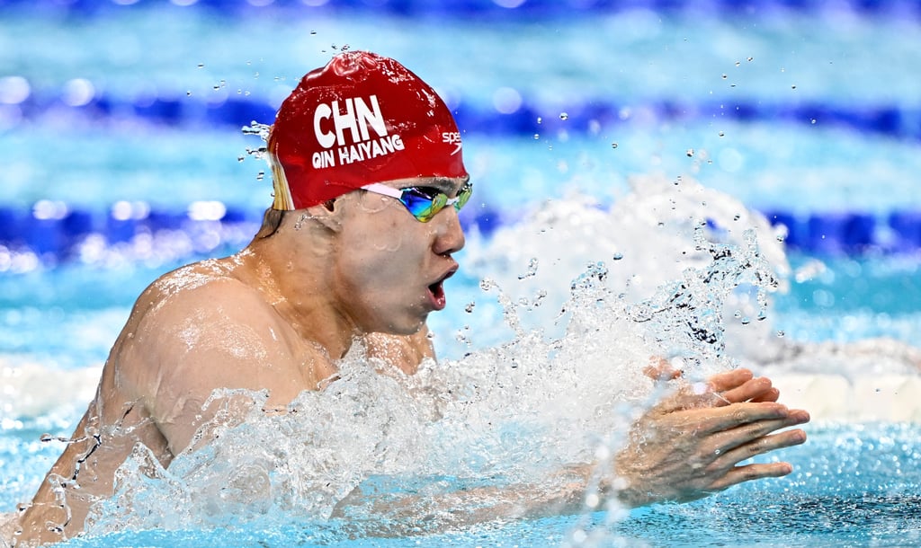 China’s Qin Haiyang record a lower time in the 100m breaststroke semi-final than in the final at the Paris Olympics. Photo: Xinhua China’s Qin Haiyang record a lower time in the 100m breaststroke semi-final than in the final at the Paris Olympics. Photo: Xinhua
