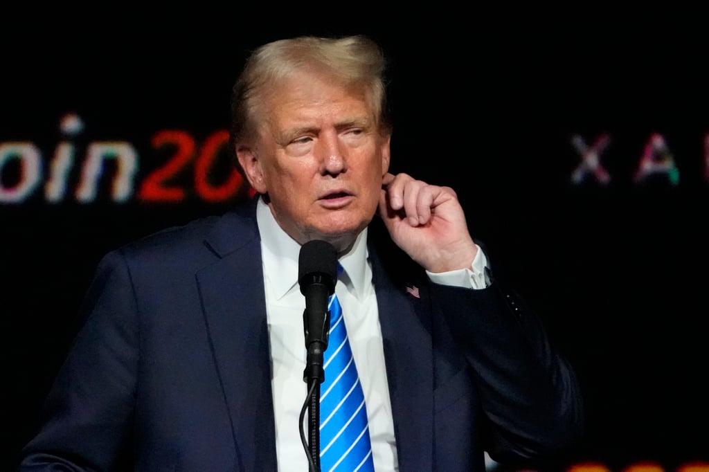 Republican presidential candidate Donald Trump speaks at the bitcoin 2024 Conference in Nashville, Tennessee at the weekend. Photo: AP