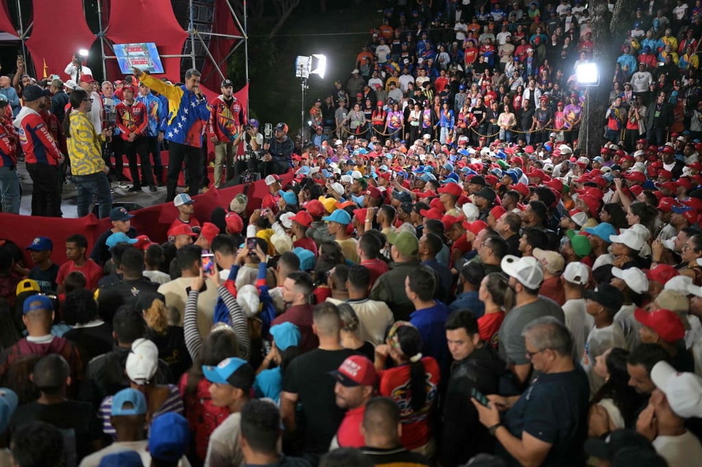 Venezuelan President Nicolas Maduro with supporters in Caracas. Photo: AFP