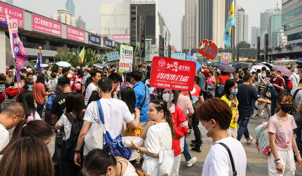 Travellers in Shenzhen on the first day of the Easter public holiday on 29 March 2024. Photo: Yik Yeung-man