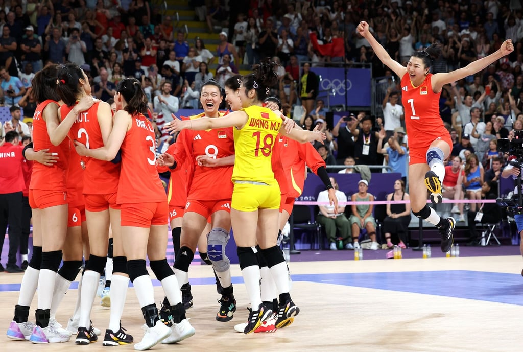 China’s women show their joy after beating the United States, receiving widespread praise on social media. Photo: Xinhua China’s women show their joy after beating the United States, receiving widespread praise on social media. Photo: Xinhua