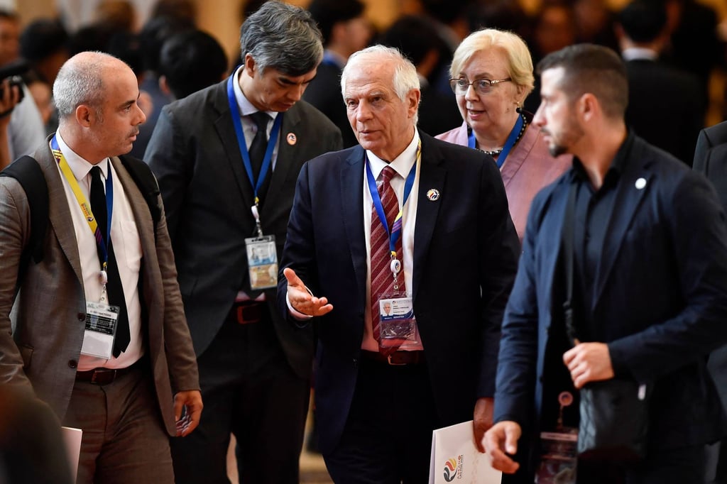 EU foreign affairs chief Josep Borrell (centre) attends the 57th Association of Southeast Asian Nations foreign ministers’ meeting in Vientiane, Laos, on Saturday. Photo: AFP